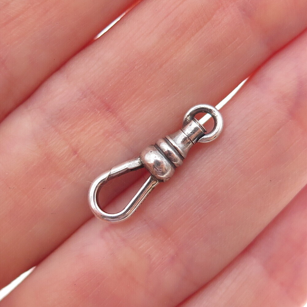 925 Sterling Silver Antique Art Deco Bracelet / Necklace Carabiner Lock Clasp